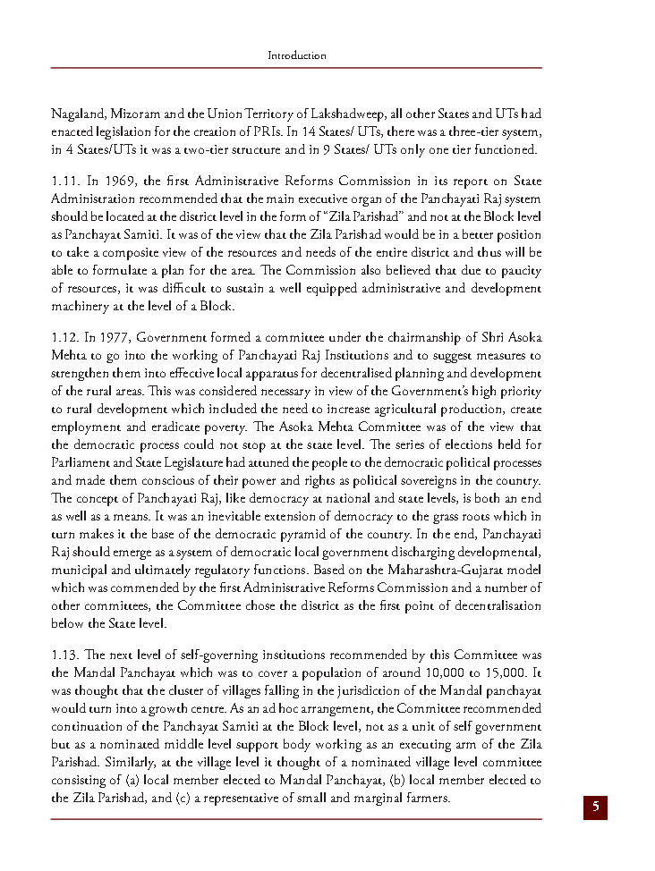 Sixth Report Second Arc Report Local Governance English Medium Notesindia